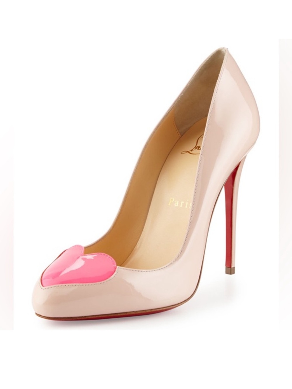 Christian Louboutin Doracora 100 Ballerina Patent Leather with Pink Heart